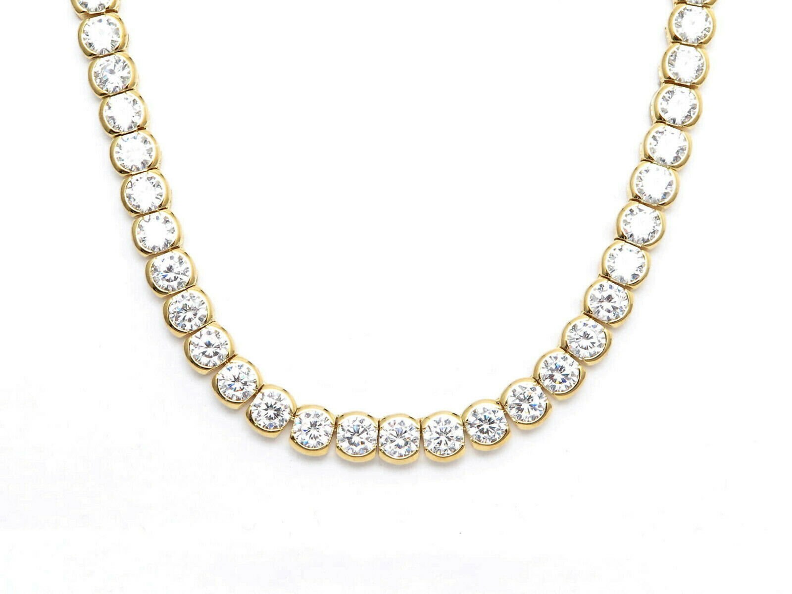 Tennis Necklace 7mm 45.00TCW Bezel Round Created Diamond 925 Etsy
