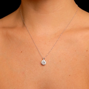 Brilliant Round 2ct Created Diamond Solitaire Pendant Solitaire 14K Yellow Gold Charm VVS1, for women, minimalist