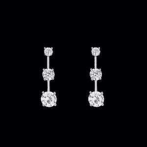 1.20CT T.W. Round Cut Created Diamond Earrings 14K White Gold Graduated Studs