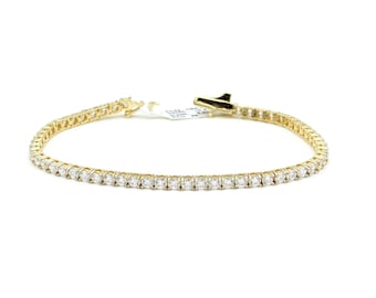 Tennis Bracelet 3mm / 4mm / 5mm Round Cut Created Diamond 5.80TCW 14K Solid Yellow Gold 7" - 7.25"