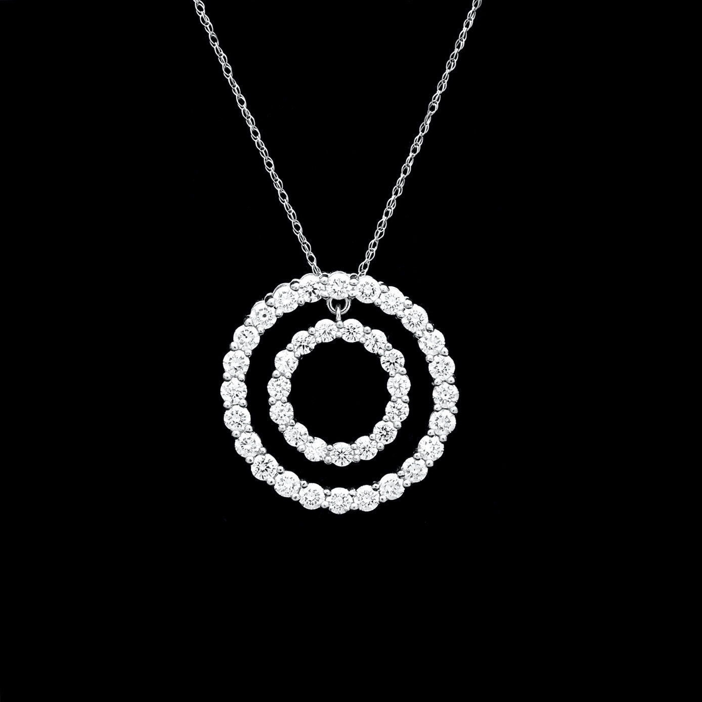 Double Circle Open Pendant 2.00ct. T.W. Created Diamond 14K - Etsy