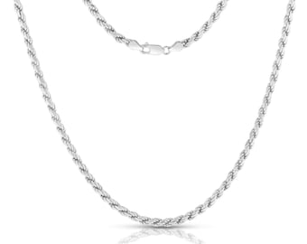 Rope Chain 1mm-8mm Twisted Necklace Sterling Silver 925 (16"-30")