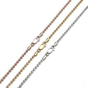 925 Moon cut Ball Chain Solid Sterling Silver/Rose/Gold Tone Diamond Cut 18&quot;-36&quot;