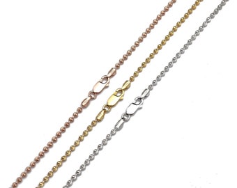925 Moon cut Ball Chain Solid Sterling Silver/Rose/Gold Tone Diamond Cut 18"-36"