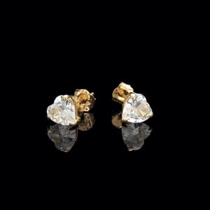 Herz erstellt Diamant Ohrstecker 0,50ct-1,50ct 14K Gelb oder Weißgold Solitaire Korb Ohrstecker, zurück drücken