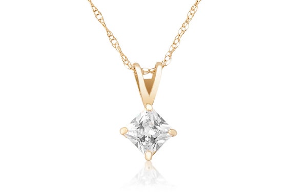 1.25ct Created Diamond Pendant 14K Solid White Gold Solitaire Charm 7mm