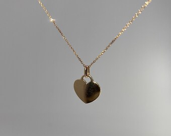 Gold Heart Pendant Solid 14k Yellow Gold , White Gold, Engraving, for her, for mim, gift, Anniversary, Love