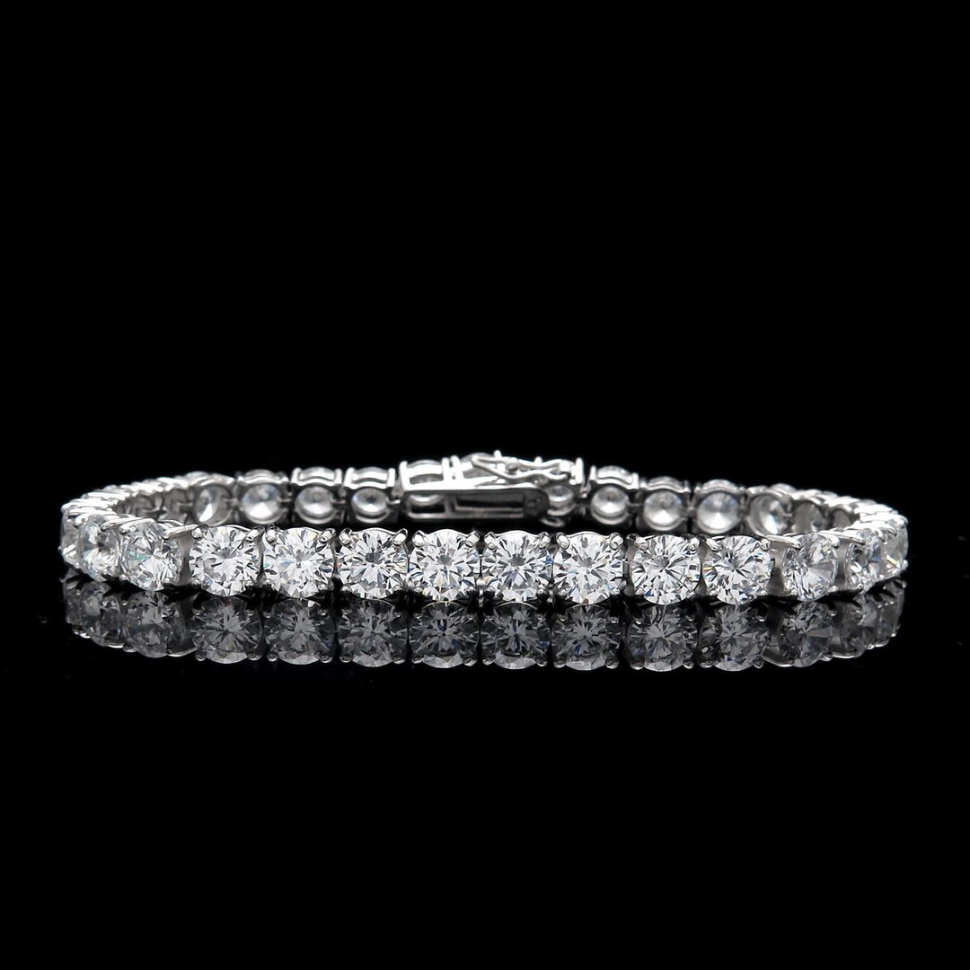 Tennis Bracelet 6mm 24.00TCW Round Cut Created Diamond 925 - Etsy