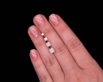 925 Solid Sterling Silver 0.05-14.00 ct. T.W. Princess-cut Created Diamond Solitaire Earrings, Push-back