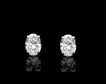 Oval cut Created Diamond 0.42 ct. T.W. 14k Gold Stud Earrings Solitaire, Push-back