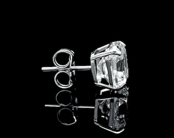 14k Gold 0.71 -3.00 ct. T.W. Asscher Created Diamond Stud Earrings Solitaire, Push-back SINGLE EARRING