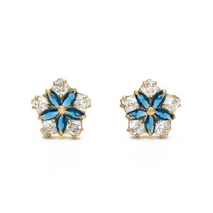1ct Marquise Sapphire Princess Created Diamond Pentagon Earrings 14k Yellow Gold