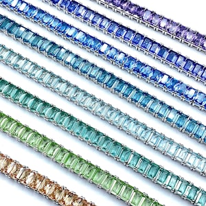 Bracelet tennis 6 mm 12,00 TCW, taille émeraude, pierres précieuses créées en argent sterling 925