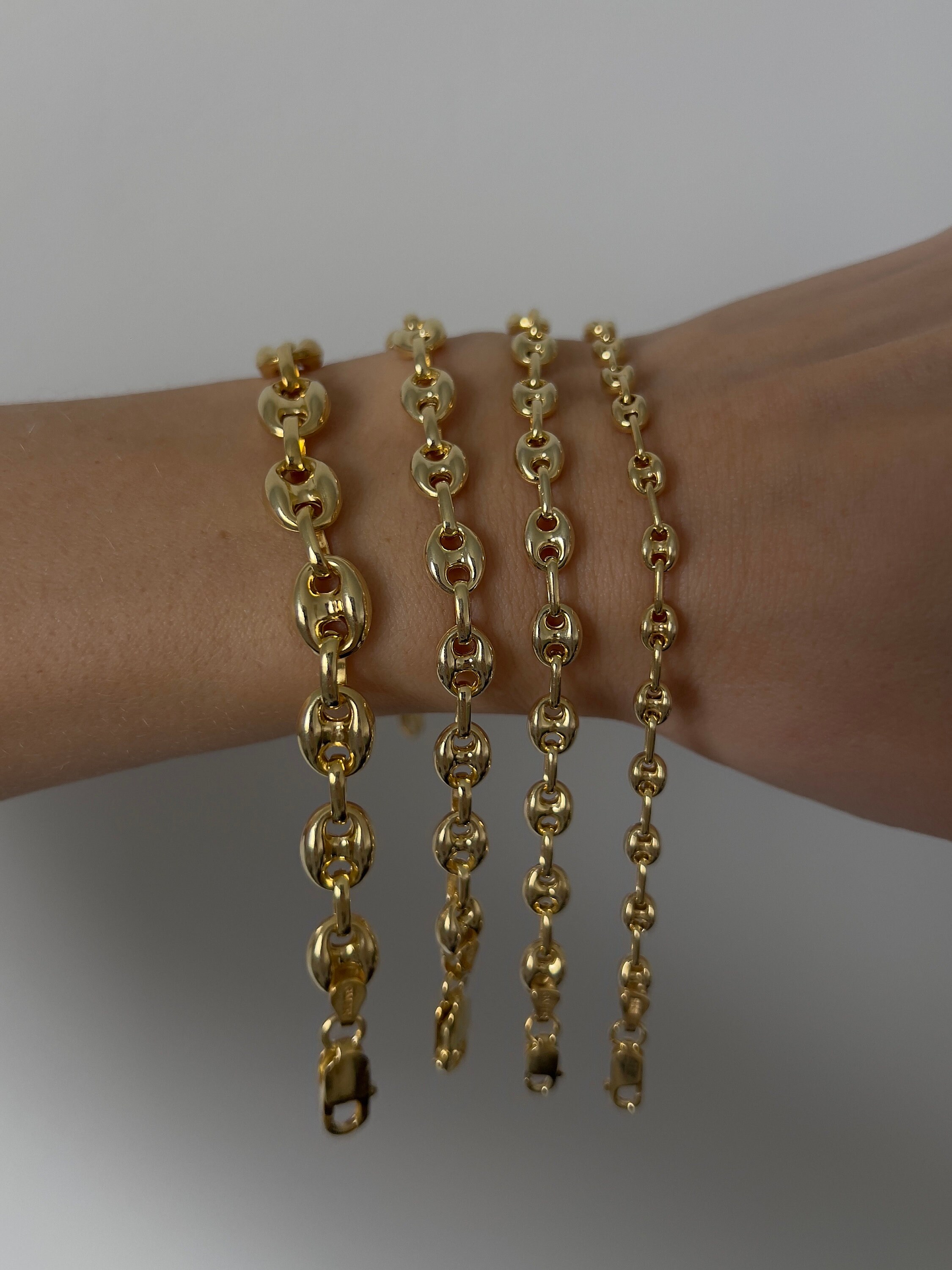 Verona Jewelers 18K Gold Plated 925 Sterling Silver 6mm Puffed Mariner Chain Bracelet – 7 Or 8 Inch, Lobster Clasp