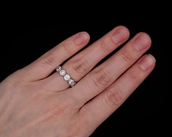 3.00-4.25ct T.W. Created Diamond 4mm Bezel Eternity Ring Band 925 Sterling Silver / Yellow Gold / Rose Gold Tone