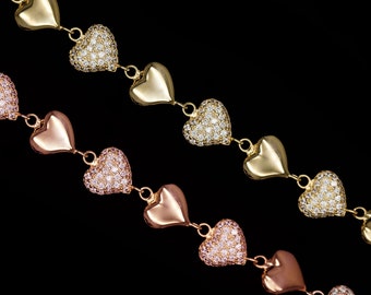 2.88TCW Round Cut Created Diamond Pave Heart Bracelet 925 Sterling Silver