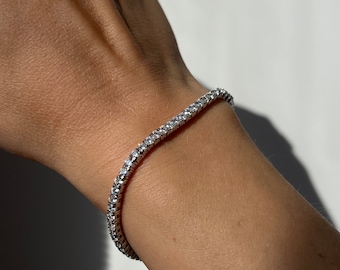 Diamond Tennis Bracelet 2.5mm 4.00TCW Round Cut Created Diamond VVS1 925 Sterling Silver, wedding, bridal, for men, for women