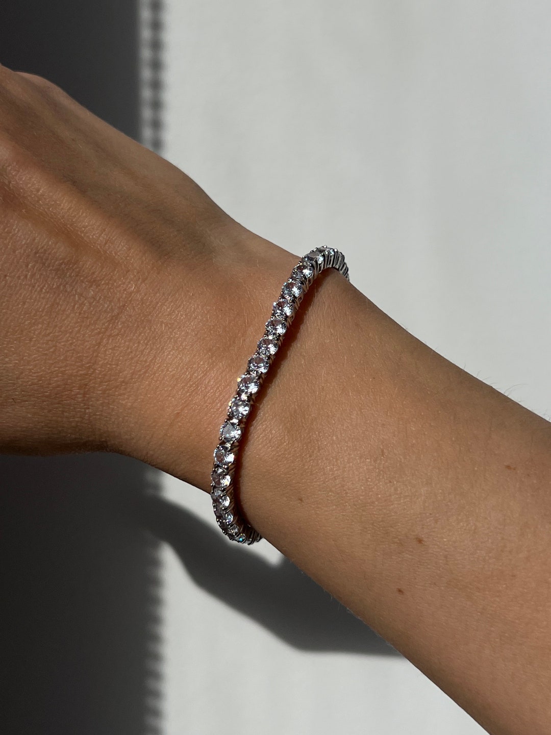 Tennis Bracelet 4mm Round Cut Created Diamond 925