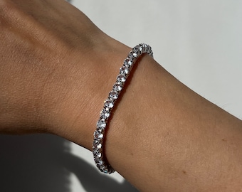 Tennis Bracelet 4mm 12.00TCW Round Cut Created Diamond 925 Sterling Silver
