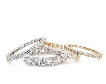 1.00ct-6.00ct Brilliant Created Diamond Full Eternity Ring Solid 925 Sterling Silver