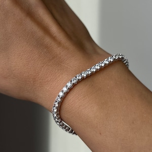 Diamond Tennis Bracelet 3mm 6.00TCW Round Cut Created Diamond 925 Sterling Silver
