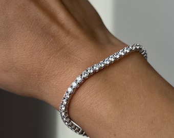 Diamond Tennis Bracelet 3mm 6.00TCW Round Cut Created Diamond 925 Sterling Silver