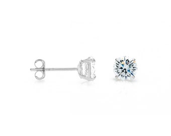 14k Yellow Gold 1.00 ct. T.W.  Round-cut Created Diamond Stud Earrings Solitaire, Push-back