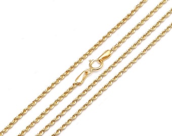 Twisted Rope Chain Necklace Sterling Silver 925 / Yellow Gold Tone 925