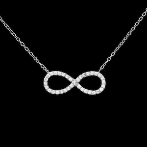Infinity Necklace 0.50tcw Created Diamond 925 Sterling Silver 16&quot;-18&quot; Chain / Yellow Gold Tone