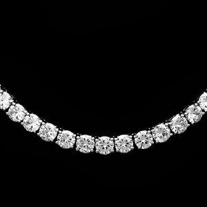 Graduated Tennis Necklace Created Diamond 35.00tcw 925 Solid Sterling Silver or 14k Yellow gold Tone 925, for women, for men, wedding