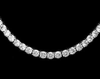 Graduated Tennis Necklace Created Diamond 35.00tcw 925 Solid Sterling Silver or 14k Yellow gold Tone 925, for women, for men, wedding