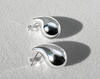 Teardrop Earrings 925 Solid Sterling Silver Stud Earrings 14k gold plated, Push-back