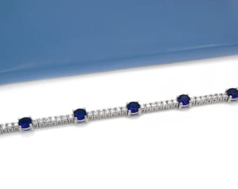 Tennis Bracelet 4mm 8.00TCW Round Cut Created Diamond & Gemstone 925 Sterling Silver