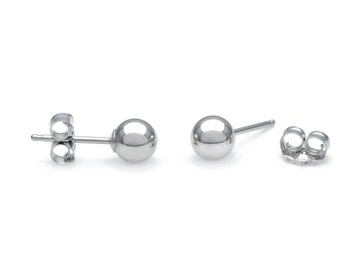 925 Solid Sterling Silver or Yellow gold Tone 3mm-10mm Ball Earrings, Push-back