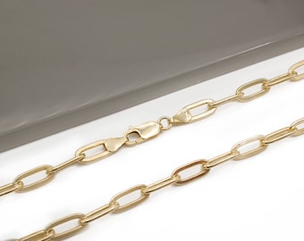 Paperclip Link Chain Necklace 2.5mm, 3mm, 4mm, 5.5mm Thick Links Sterling Silver 925 / Yellow Gold Tone 925