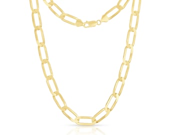 Open Link Chain Necklace 4mm, 6mm, 8mm, 10mm Thick Sterling Silver 925 Yellow Gold Tone 925