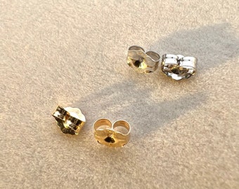 Solid 14k White Yellow Gold Push Back Earring Butterfly Backing XLarge Pushpost