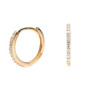 0.15 TCW Created Diamond Huggie Hoop Earrings Solid 14K Yellow, White or Rose Gold or Sterling silver 925 Round VVS1