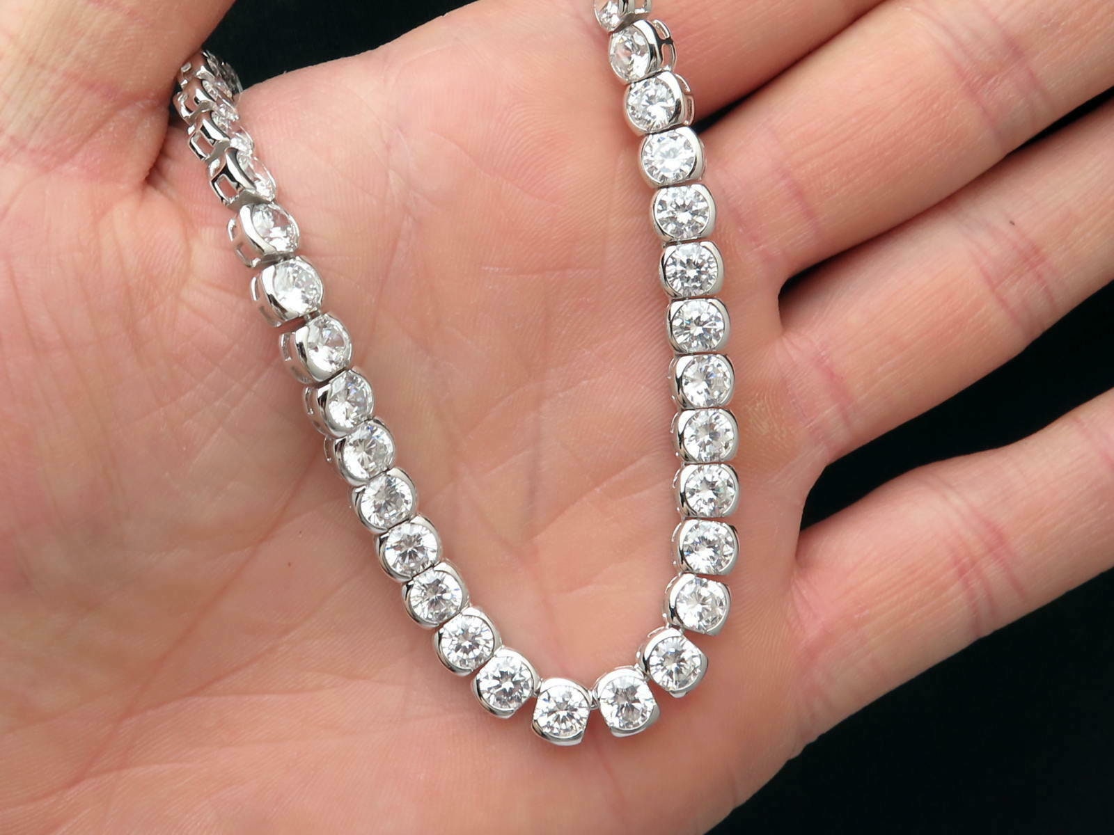 Tennis Necklace 7mm 45.00TCW Bezel Round Created Diamond 925 Solid