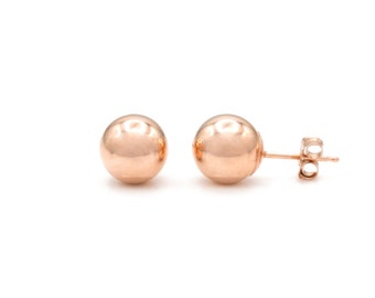 14k Solid Gold 2mm-14mm Ball Stud Earrings, Push-back