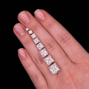 925 Solid Sterling Silver 0.05-14.00 ct. T.W. Princess-cut Created Diamond Solitaire Earrings, Push-back