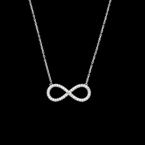 0.70ct erstellt Diamant Unendlichkeit Anhänger 925 Sterling Silber Halskette 40cm