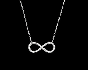 0.70ct Created Diamond Infinity Pendant 925 Sterling Silver Cable Necklace 16"