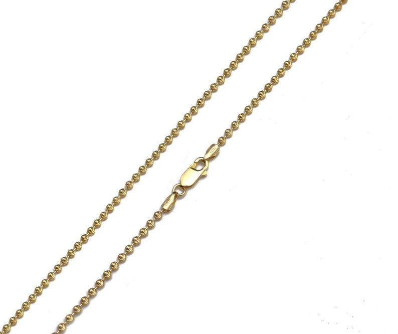 Ball Moon Chain SOLID 925 Silver 14k Yellow Gold / Rhodium
