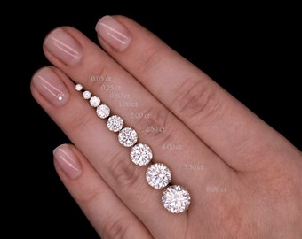 925 Solid Sterling Silver 0.05-14.00 ct. T.W.  Round-cut Created Diamond Solitaire Earrings, Push-back
