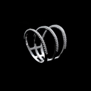 1.75 TCW erstellt Diamant drei Kanallinien Ring 925 Sterling Silber Fancy Band