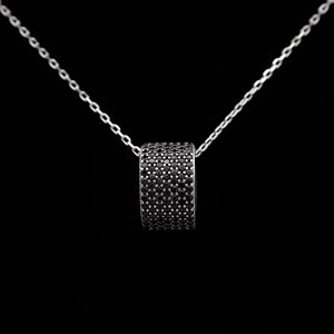 1.00ct Gemaakt Black Diamond Pave Sliding Charm 925 Sterling Zilveren Ketting 18&quot;