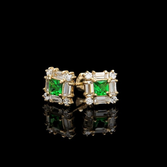 14K White Gold Diamond Huggie Earrings