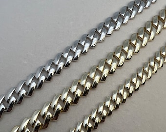Miami Cuban Royal Curb Link Box Chain Necklace Solid Sterling Silver 925 for Men / for Women