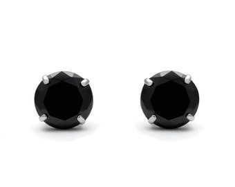 0.11ct-2.04ct. T.W. Brilliant Created Black Diamond Solitaire Stud Earrings Solid 14K Yellow Gold, White Gold _ SINGLE EARRING